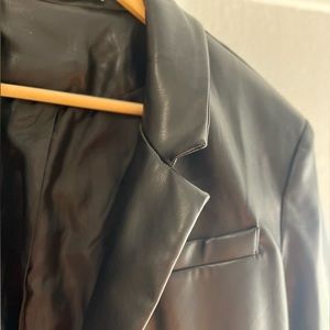 Faux leather blazer